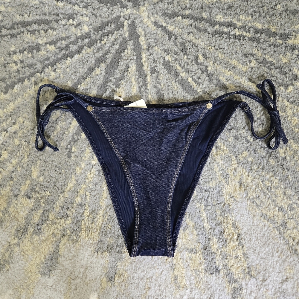 NWT Aerie Denim Cheeky Side Tie Bikini Bottom